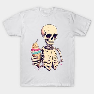 Skeleton holding icecream T-Shirt